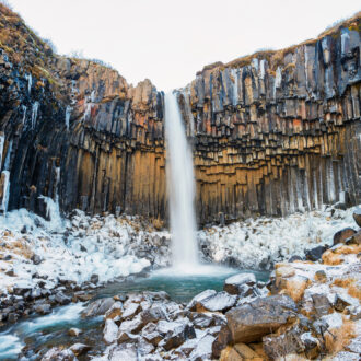 Iceland,Skaftafell,Waterfall,In,Winter